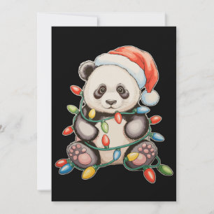 Cartes Pour Fêtes Annuelles Noël Panda Mignon Lumières de Noël Chapeau de Père