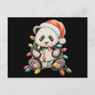 Cartes Pour Fêtes Annuelles Noël Panda Mignon Lumières de Noël Chapeau de Père