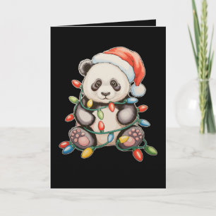 Cartes Pour Fêtes Annuelles Noël Panda Mignon Lumières de Noël Chapeau de Père