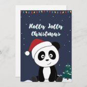 Cartes Pour Fêtes Annuelles Noël Panda Neige Animaux Hiver Pandas Fêtes (Devant / Derrière)
