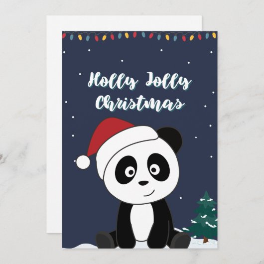 Cartes Pour Fêtes Annuelles Noël Panda Neige Animaux Hiver Pandas Fêtes (Devant / Derrière)