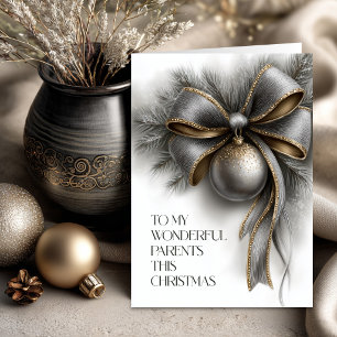 Cartes Pour Fêtes Annuelles Noël Parents Arc Silver et Or