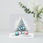 Cartes Pour Fêtes Annuelles Noël Pastel | Ornements rose bleu surdimensionnés (Debout devant)
