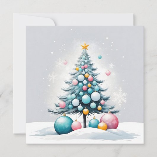 Cartes Pour Fêtes Annuelles Noël Pastel | Ornements rose bleu surdimensionnés (Devant)