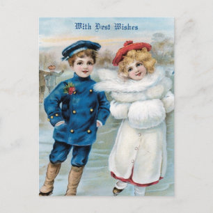 Cartes Pour Fêtes Annuelles Noël, patinage de glace d'enfants