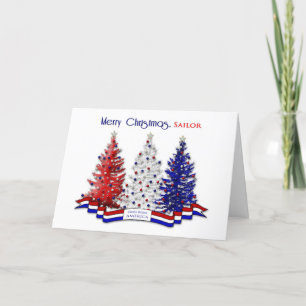 Cartes Pour Fêtes Annuelles NOËL PATRIOTIQUE AMÉRICAIN, Marine