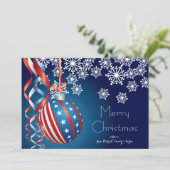 Cartes Pour Fêtes Annuelles Noël patriotique bleu (Debout devant)