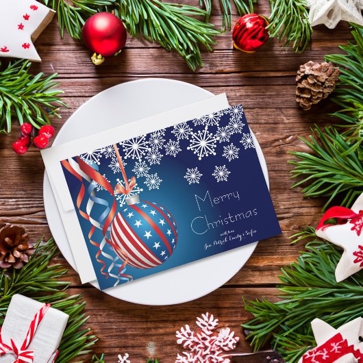 Cartes Pour Fêtes Annuelles Noël patriotique bleu