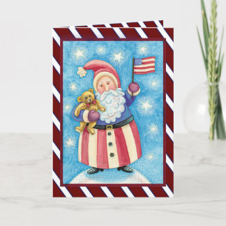 Cartes Pour Fêtes Annuelles Noël patriotique de Père Noël