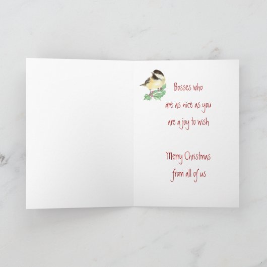 Cartes Pour Fêtes Annuelles Noël, Patron, Du Groupe Chickadee Bird (Intérieur)