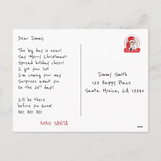 Cartes Pour Fêtes Annuelles Noël père Noël (Dos)