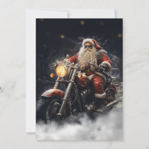 Cartes Pour Fêtes Annuelles Noël Père Noël à moto