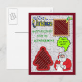 Cartes Pour Fêtes Annuelles Noël Père Noël & Arbre Ajouter Photos (Devant / Derrière)