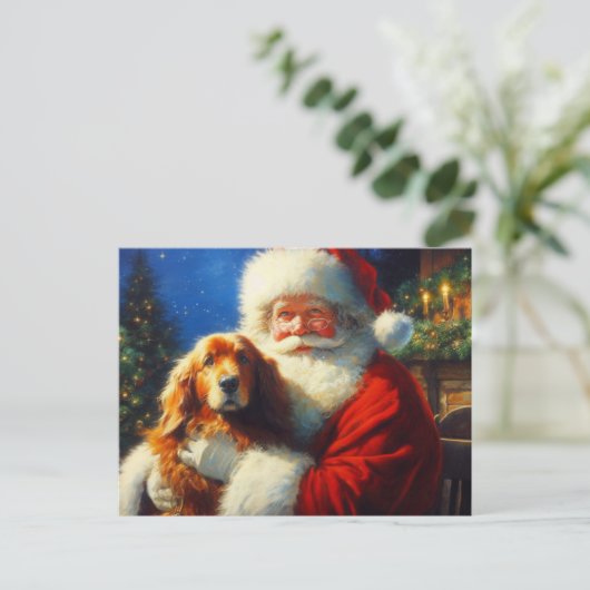 Cartes Pour Fêtes Annuelles Noël Père Noël avec Chiens 4 (Debout devant)