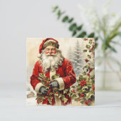 Cartes Pour Fêtes Annuelles Noël Père Noël avec Holly Berry (Debout devant)