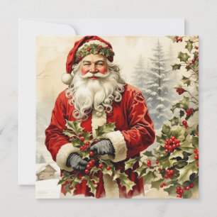 Cartes Pour Fêtes Annuelles Noël Père Noël avec Holly Berry