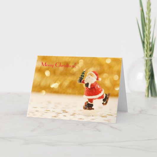 Cartes Pour Fêtes Annuelles Noël Père Noël de patinage (Devant)