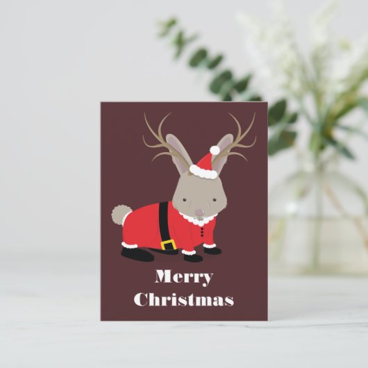Cartes Pour Fêtes Annuelles Noël père Noël Jackalope (Debout devant)