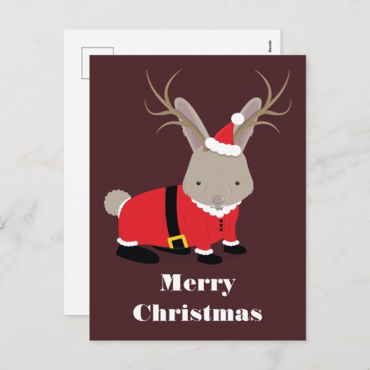 Cartes Pour Fêtes Annuelles Noël père Noël Jackalope (Devant / Derrière)