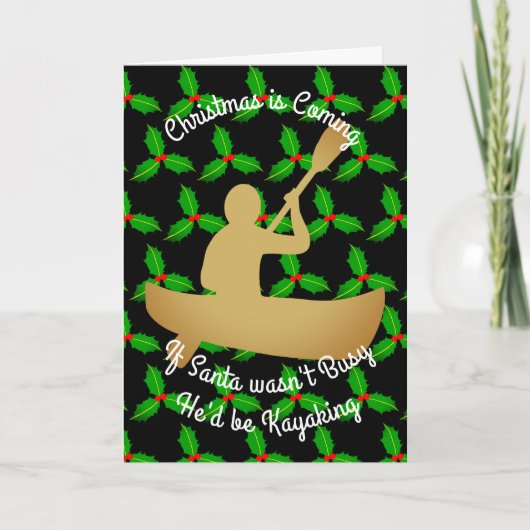 Cartes Pour Fêtes Annuelles Noël Père Noël Kayaking (Devant)