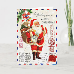 Cartes Pour Fêtes Annuelles Noël Père Noël Mignon Vintage