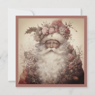 Cartes Pour Fêtes Annuelles Noël Père Noël Noir - Floral Rococo & Rose