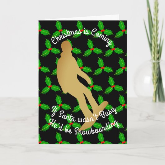 Cartes Pour Fêtes Annuelles Noël Père Noël serait du snowboard (Devant)