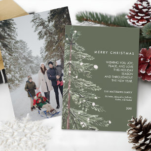 Cartes Pour Fêtes Annuelles Noël personnalisé avec pin enneigé