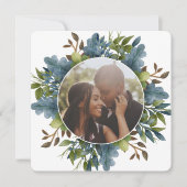 Cartes Pour Fêtes Annuelles Noël Personnalisé Bleu Vert Feuilles Photo Hol (Devant)