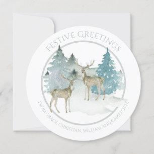 Cartes Pour Fêtes Annuelles Noël Personnalisé Bois d'hiver Cerf