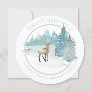 Cartes Pour Fêtes Annuelles Noël Personnalisé Bois d'hiver Cerf