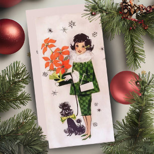 Cartes Pour Fêtes Annuelles Noël Personnalisé De Poinsettia Et Poodle Lady Dan