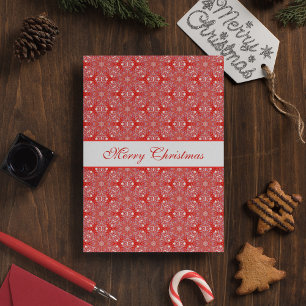 Cartes Pour Fêtes Annuelles Noël Personnalisé Flocon de neige Star Motif Rouge