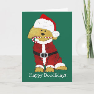 Cartes Pour Fêtes Annuelles Noël personnalisé Goldendoodle Père Noël