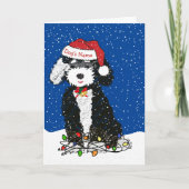 Cartes Pour Fêtes Annuelles Noël personnalisé Naughty Bernedoodle (Devant)