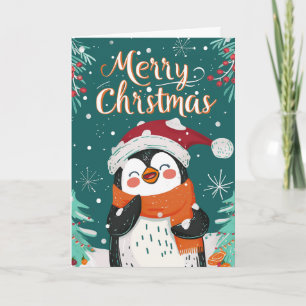 Cartes Pour Fêtes Annuelles Noël personnalisé Pingouin mignon