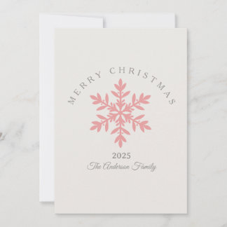 Cartes Pour Fêtes Annuelles Noël personnalisé rose rose flocon de neige chic