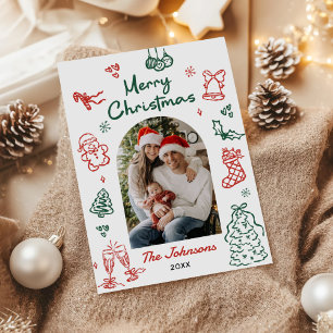 Cartes Pour Fêtes Annuelles Noël photo d'arche dessinée à la main fantaisiste