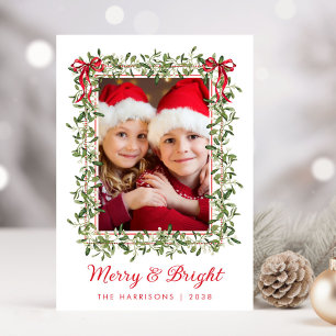 Cartes Pour Fêtes Annuelles Noël Photo de rubans rouges vifs et de verdure