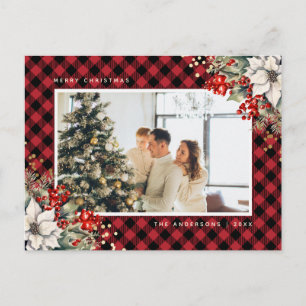 Cartes Pour Fêtes Annuelles Noël photo élégante aquarelle rouge