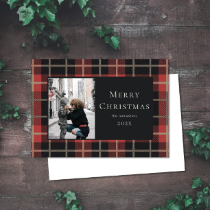 Cartes Pour Fêtes Annuelles Noël Photo Holiday Plaid Plaid Rouge