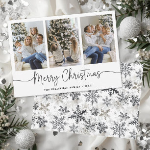 Cartes Pour Fêtes Annuelles Noël photo minimaliste aquarelle flocon de neige