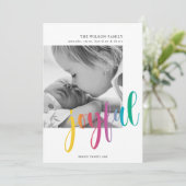 Cartes Pour Fêtes Annuelles Noël photo moderne "joyeuse" (Debout devant)