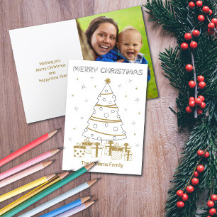 Cartes Pour Fêtes Annuelles Noël Photo Nom Personnalisé Fun Coloriage Unique