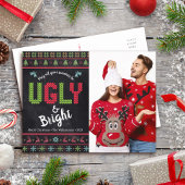 Cartes Pour Fêtes Annuelles Noël Photo Nordic Ugly Sweater Fun Chalkboard