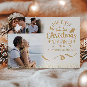 Cartes Pour Fêtes Annuelles Noël Photo Pailleté Or 3