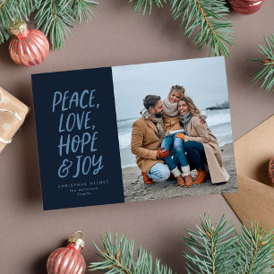 Cartes Pour Fêtes Annuelles Noël photo paix amour espoir joie type marine