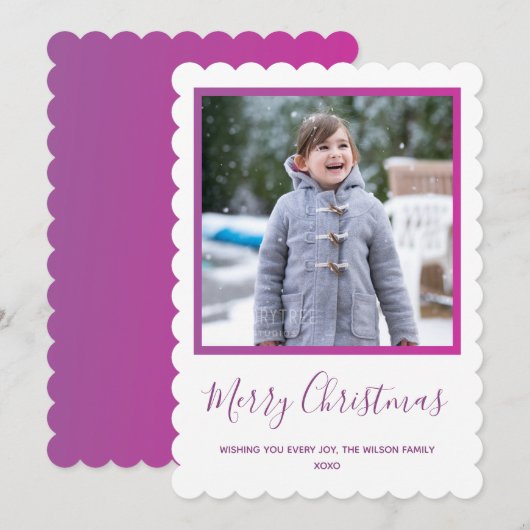 Cartes Pour Fêtes Annuelles Noël photo violet (Devant / Derrière)