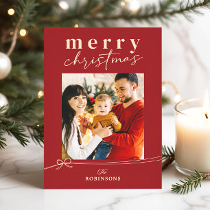 Cartes Pour Fêtes Annuelles Noël Photographie Ruban Coquette Rouge Festif