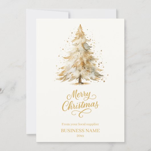 Cartes Pour Fêtes Annuelles Noël pin neige affaires beige (Devant)